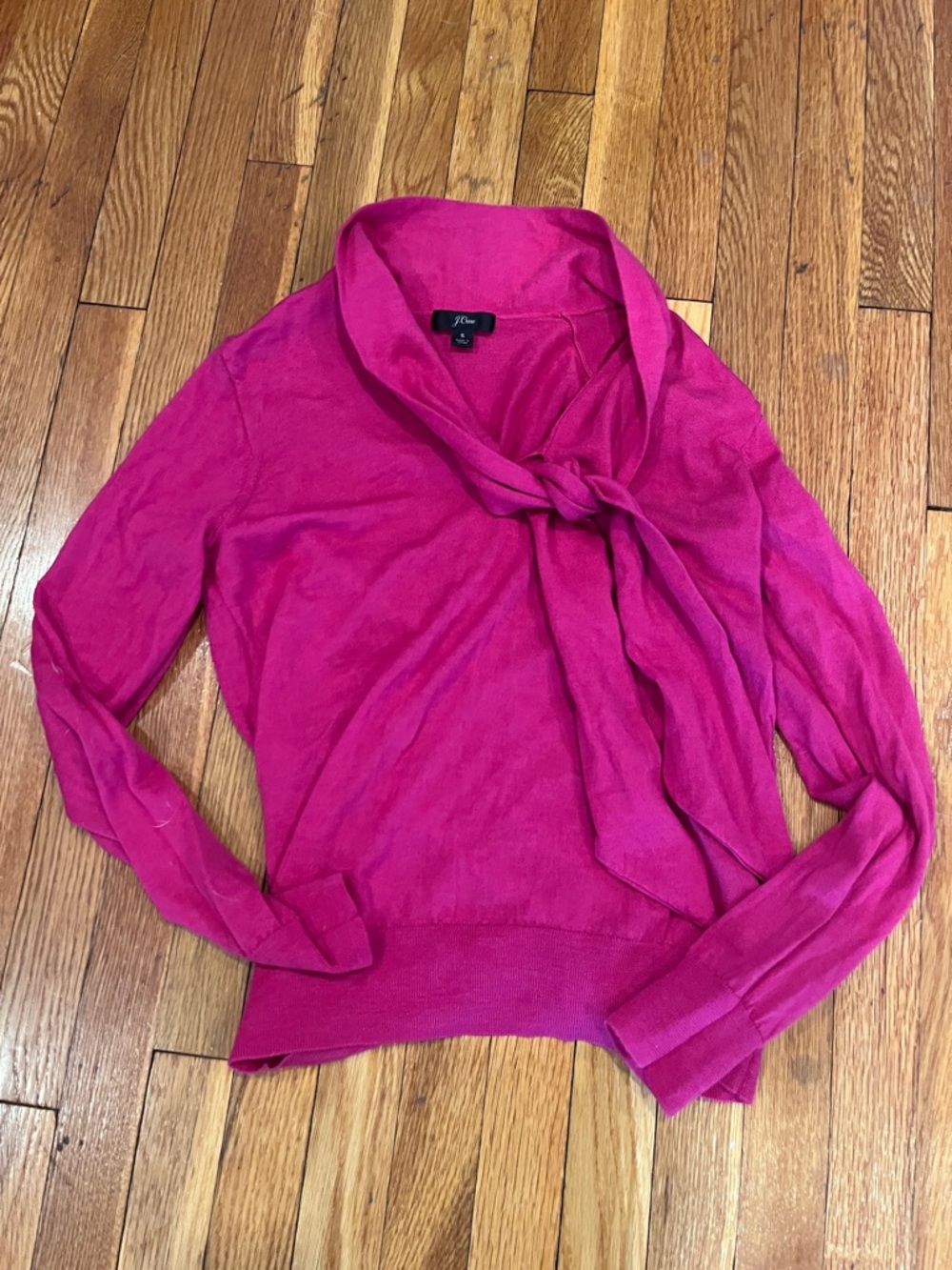 J. Crew Fuchsia Cowl Tie Neck Sweater